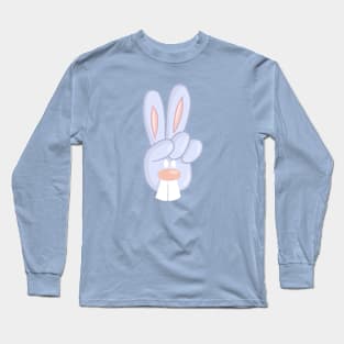 Victory Peace Rabbit Blue & Pink Long Sleeve T-Shirt